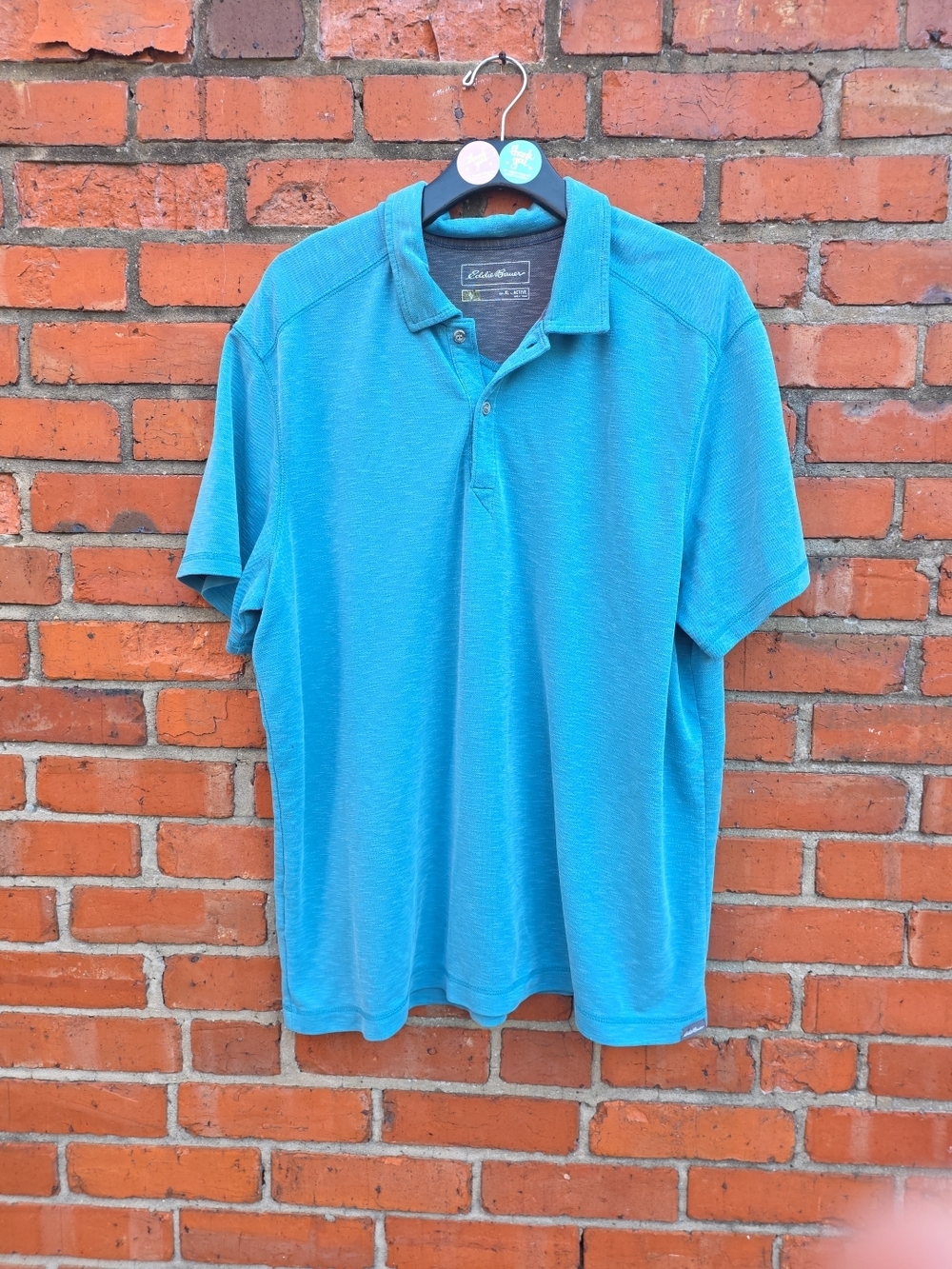 Eddie Bauer Men XL Blue Heather Polo Shirt Casual Active Golf  Short Sleeve (C3)